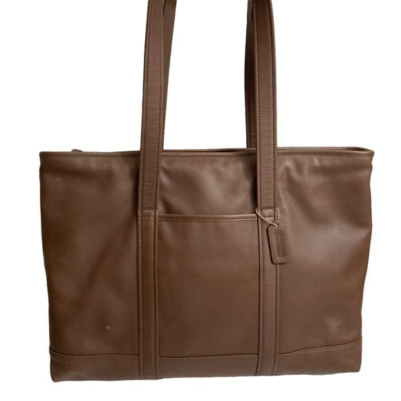 Coach vintage brown leather weekender business large tote bag 9400 rare